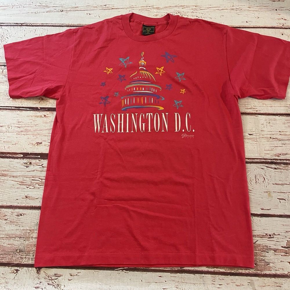 Vintage 90s Washinton DC Graphic‎ T-Shirt size XL Pink/Rose Color Made In USA